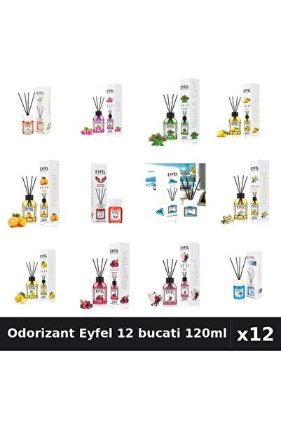 Eyfel Set 12 Odorizante Camera cu Betisoare - 12 Arome Asortate, 120ml