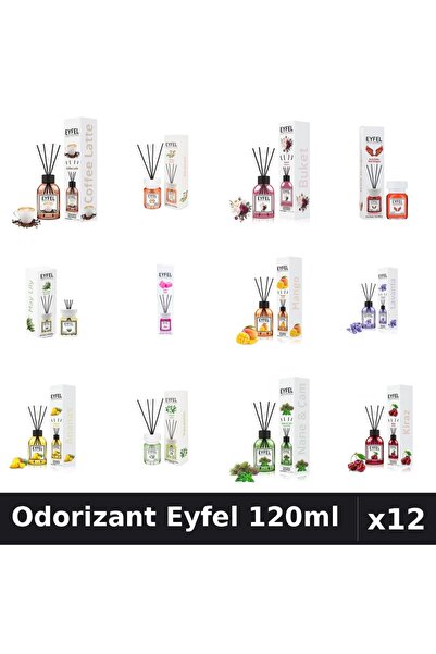 Eyfel Set 12 Odorizante Camera cu Betisoare - 12 Arome Asortate, 120ml