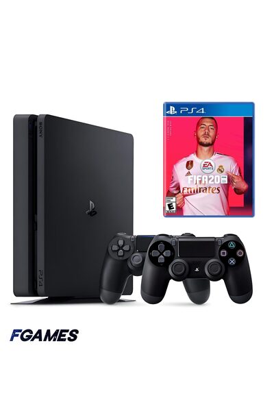 Sony Consola Playstation 4 Slim Ps4 1TB + Două controlere + Fifa 20 PlayStati...