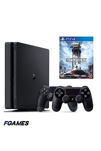 Sony Κονσόλα Playstation 4 Slim Ps4 500gb + Δύο Χειριστήρια + Star Wars Battl...