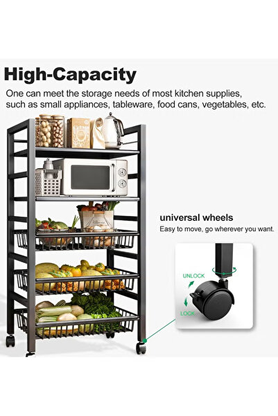 TAPIT Vegetable Storage Rack Multi-functional Storage Organizer Shelves Movab...