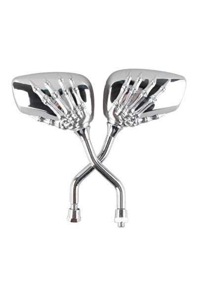 EVO MOTORS Skull Skeleton motorcycle mirror Top Bottom Set 8mm universal A1825