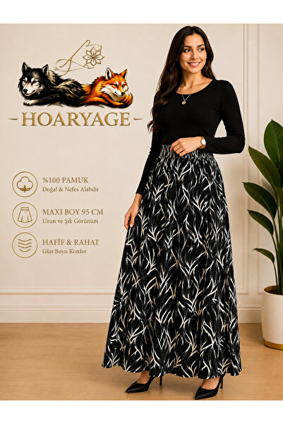 hoaryage 100% Cotton Elastic Waist Patterned Combed Cotton Fabric Maxi Length...