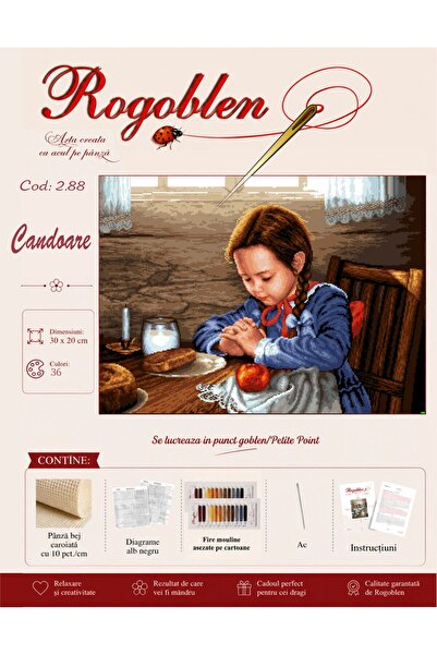 Rogoblen Candoare sewing kit - gobelin Top Bottom Set with canvas, black and ...