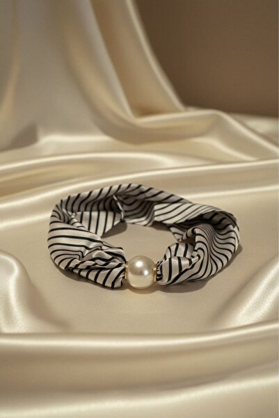 BHR AKSESUAR Women's Patterned Scarf Necklace with Pearls and Magnets, Stylis...