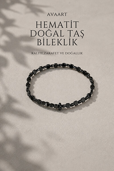 Kare Hematit Taşı Doğal Taş Unisex Bileklik