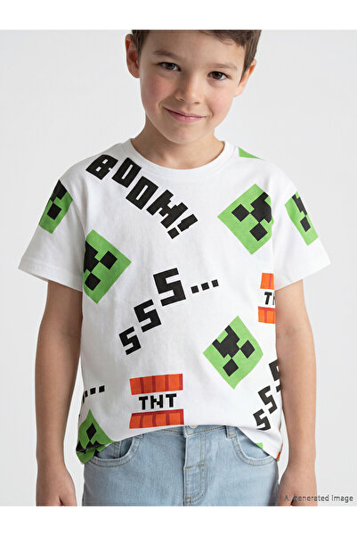 LC Waikiki NEVAVM Difference Minecraft majica za dečake sa printom