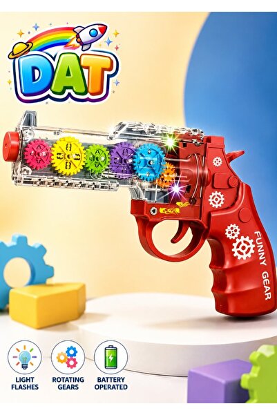 DAT Gear Revolver Toy Gun with LED Lights & Moving Gears, Transparent Mechani...