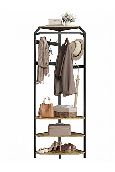 Garvee Corner Coat Rack with Shoe Bench Entryway and 6 Double Hooks, Corner H...