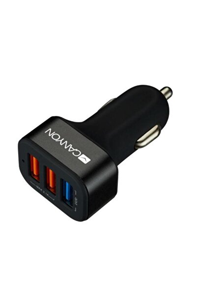 CANYON CNE-CCA07B Car Charger, Quick Charge 3.0, 3 x USB (Black)