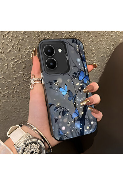 PATTERNOVA Vivo Y36 4G/5G Uyumlu Nazarik Kelebek Desenli, Tam Kaplama Koruma,...