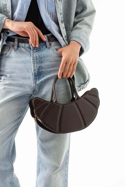 KIRASE Geantă de mână și de umăr ajustabilă, model croissant elegant pentru f...