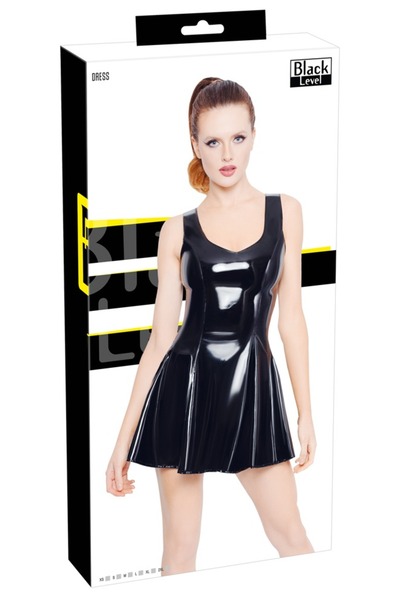Black Level Lenjerie de damă – Rochie din vinil neagră M M – Cu o fustă evazată