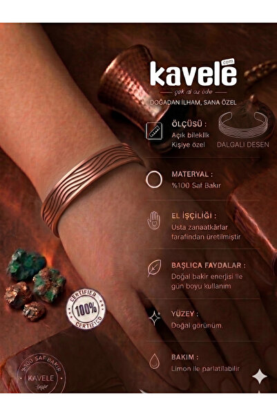 KAVELE Pure Copper Motif Bracelet-For Health-In Gift Box