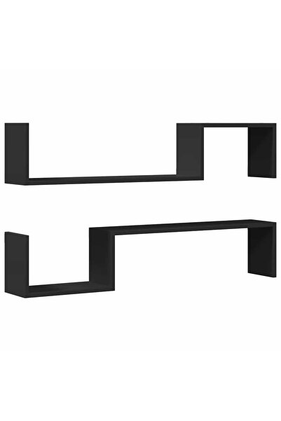 vidaxl Rafturi de perete, 2 buc., negru, 100x15x20 cm, PAL