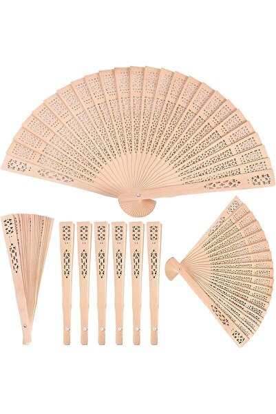 SWEETY 8" Inch 12-Piece Wooden Hand Fan Sandalwood Handheld Fan Personal Fold...