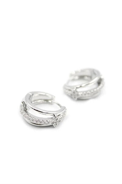 Marsilyan Nvdn- Ieg - Stone-Studded Hoop Earrings - Silver Iegrs-Nvdn1