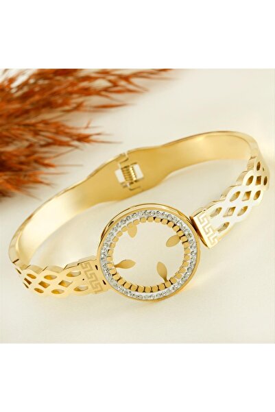 ZERO LAND Nhrhls Wearable Luxury Steel (141335) Handcuff Bracelet-Yellow