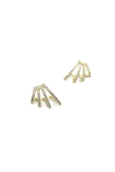 Marsilyan Nvdn- Ieg - Stone-Embellished Curved Earrings - Gold Iegrs-Nvdn1