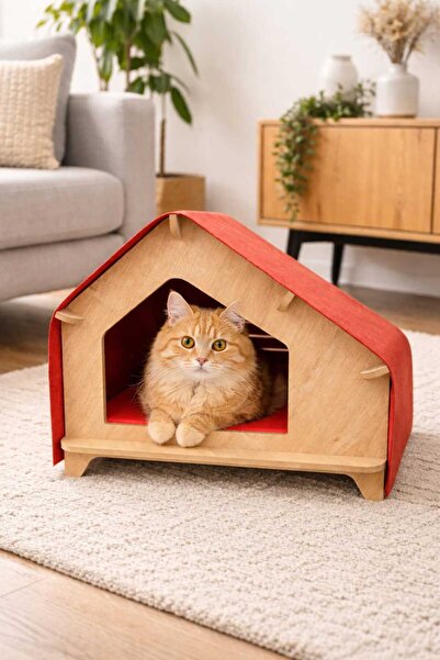 Ahşap Kedi Evi–Modern İç Mekan Kedi Yuvası-MeoWood