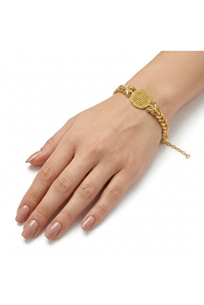 Generic Gold-Tone Arabic Calligraphy Bracelet for Women & Men - Black Cord Br...
