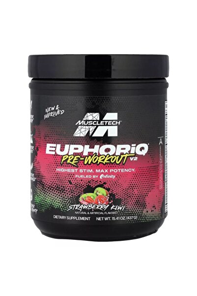 MUSCLETECH EuphoriQ مكمل غذائي قبل التمرين V2، بنكهة الفراولة والكيوي، 20 حبة