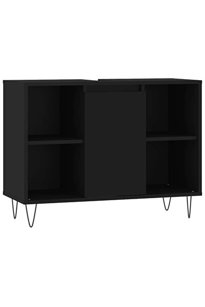 vidaxl Dulap pentru baie, negru, 80x33x60 cm, lemn compozit