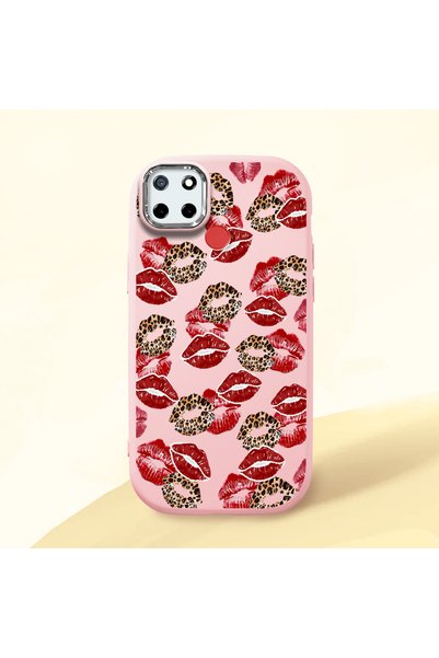 Hontinga Realme C25 Compatible Case Camera Protector Pink Silicone Couple Pho...