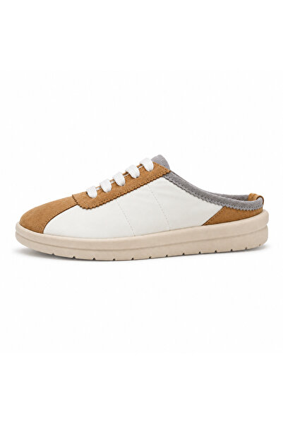 a ayak&kabım official Kadın Sneaker Terlik Hakiki Deri Kalın Taban Rahat Günl...