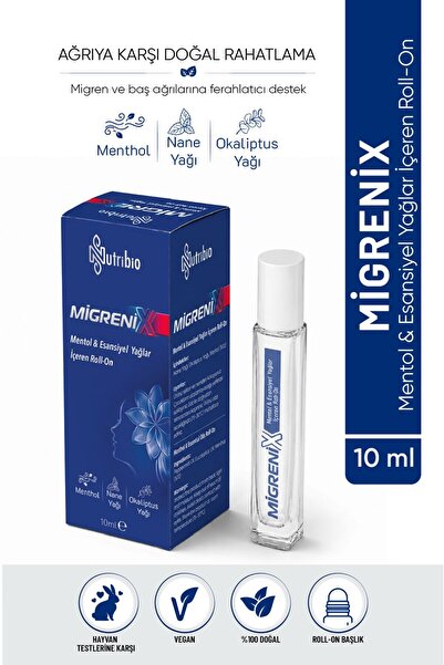 nutribio Migrenix Rahatlatıcı Masaj ve Baş Ağrısı Yağı Nane,Okaliptus ve Ment...