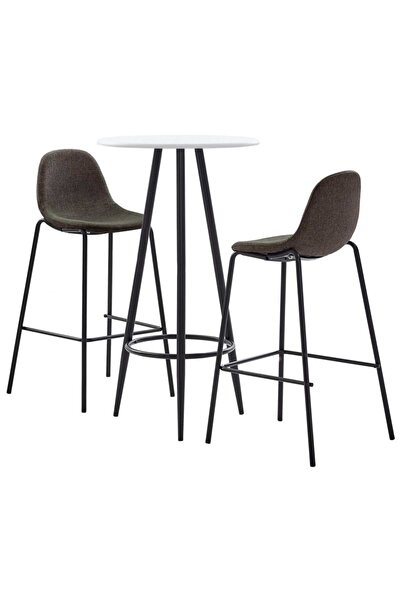 vidaxl Set de bar, 3 piese, gri închis, material textil