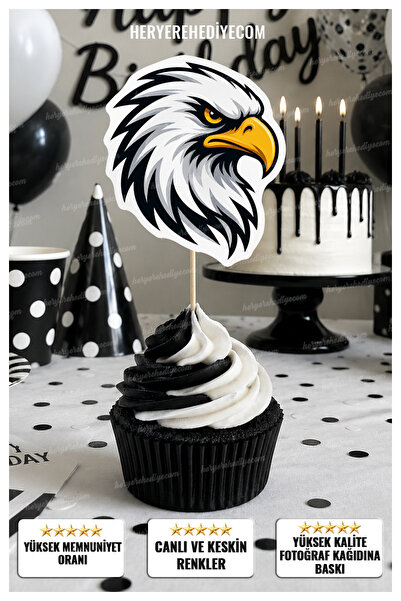heryerehediye Figürlü Taraftar Pasta Cupcake Kürdan Süsü 12 Adet (Aslan, Kana...