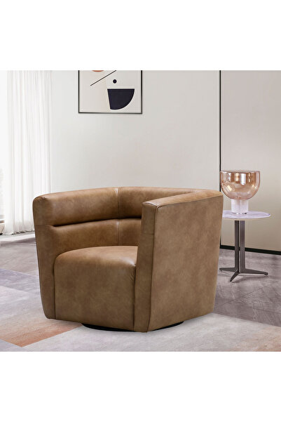 Home Box Montra Leather Air Fabric Swivel Accent Chair