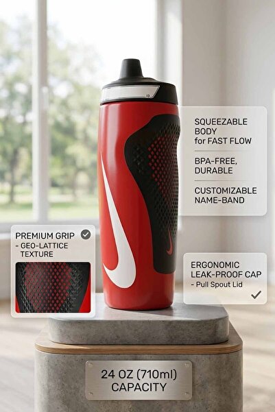 Nike Suluk, Sporcu Matarası, Kırmızı Matara, 24 oz Suluk, 710 ml Matara, Sızd...