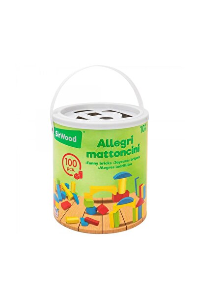 GLOBO WOODEN BLOCKS BUCKET 100 PCS
