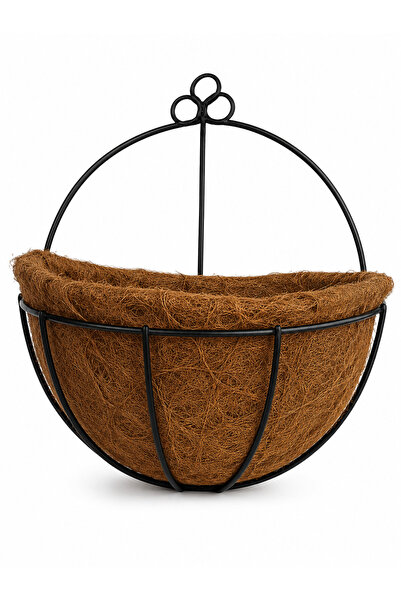 Binbirreyon Ferforje Gövdeli Muz Lifi Astarlı Duvar Saksısı Coconut Çelik Saksı 25cm AH509