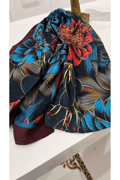 EB SCARF Floral Patterned Viscose Cotton Shawl