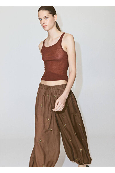 MANGO Woman İşlemeli balon pantolon