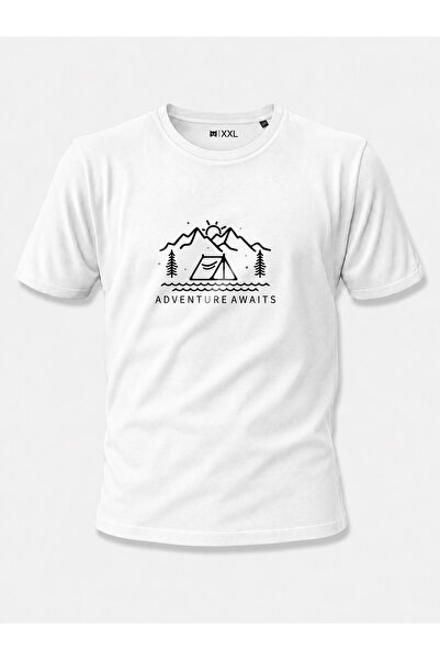 North Whiskers Adventure Awaits Tent and Mountain Printed Unisex 100% Cotton ...