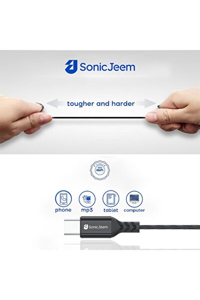 SONIC JEEM سماعات أذن سلكية عالية الجودة بتقنية عالمية المستوى، مع ميكروفون مدمج وشريحة ذكية تدعم تقنية إلغاء الضوضاء عالية الدقة (ANC) - مصممة خصيصًا لأندرويد وآيفون وآي بي.