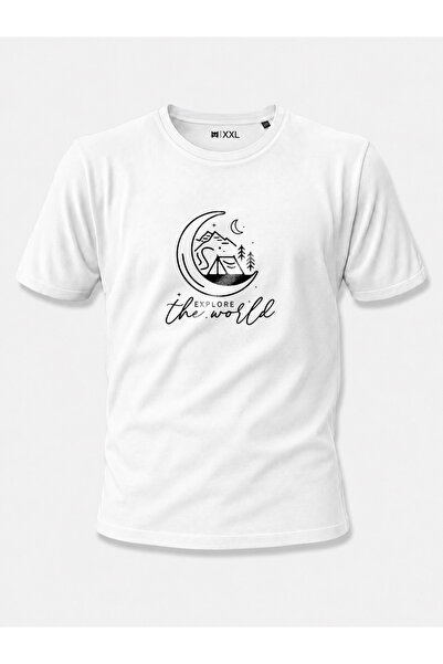 North Whiskers Explore the World Moon and Tent Printed Unisex 100% Cotton Nav...
