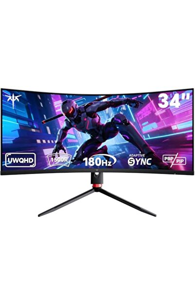 KTC Ultra Geniş Kavisli Monitör 34 İnç, UWQHD (3440 x 1440) 180Hz Oyun Monitö...