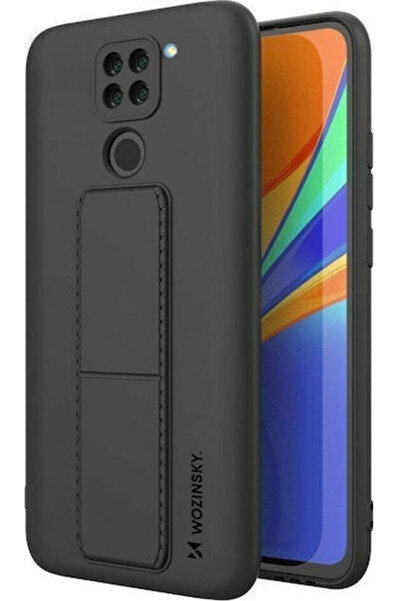 WOZINSKY Kickstand Flexible Back Cover Silicone Black (Redmi Note 9)