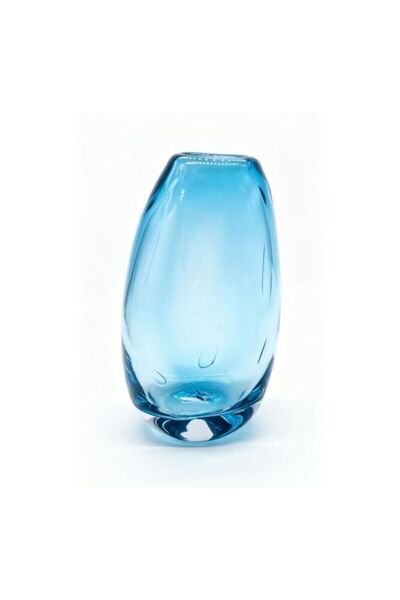 Danube Home Mirabella Blue Glass Vase 14x9.5x30cm Tall Decorative Vase