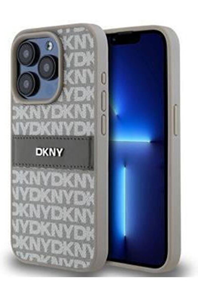 Dkny Θήκη από δερματίνη PU με επαναλαμβανόμενο σχέδιο και τονική ρίγα για iPh...