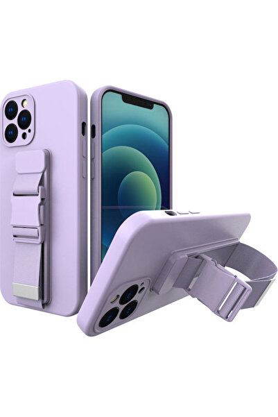 Hurtel Σιλικόνη Πίσω Κάλυψης με Κορδόνι 1mm Μωβ (iPhone 12 Pro Max)
