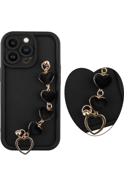 Other Volte-Tel Hearts Θήκη Πλάτης Σιλικόνης με Λουράκι Μαύρο (iPhone 13 Pro)