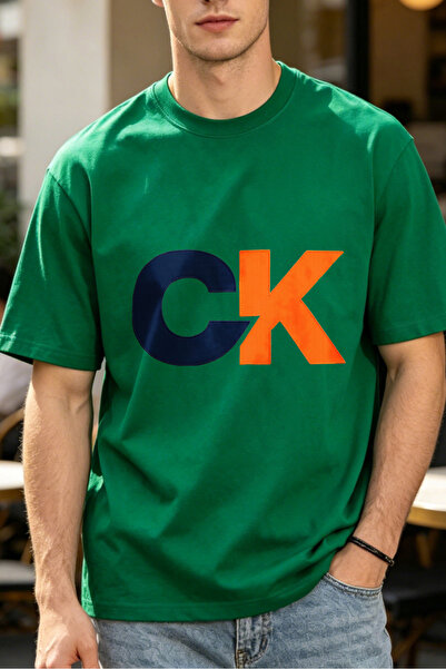 Fleck Casual Style T Shirts For Men CK Logo Design Mens Printed T Shirts