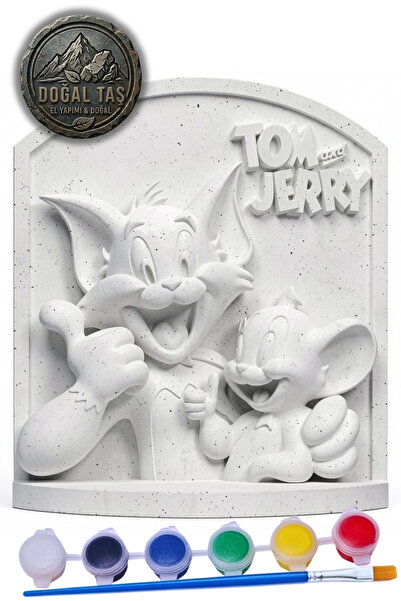 Craft3D Atölye Tom ve Jerry 15 cm Figür Taş Biblo Çocuk Boyama Etkinliği Boya...