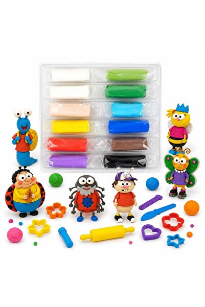 Akıllı Karınca 12'li Hava İle Kuruyan Modelleme Hamuru Seti(25grx12 adet)Renk...